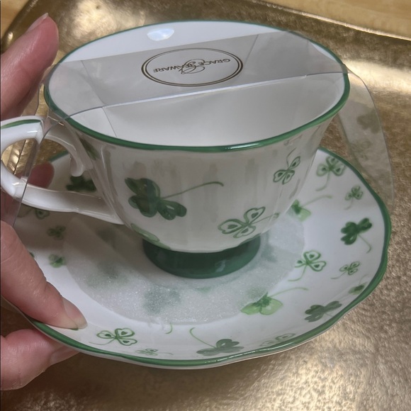 #1348**Grace Teaware Shamrock Cup and Saucer Set. St. Patrick’s Day - Picture 3 of 6